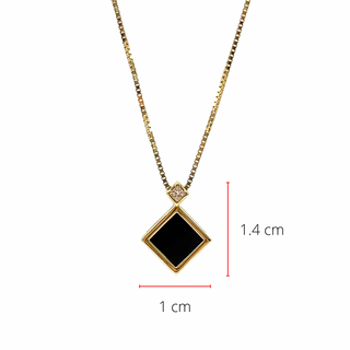10K Yellow Gold 6mm Onyx & 0.04cttw Canadian Diamond Pendant, 18"