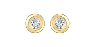 14K Yellow Gold 0.15cttw Canadian Diamond Bezel Set Earrings