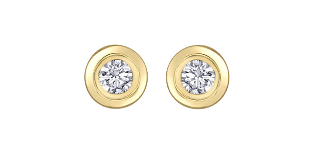 14K Yellow Gold 0.20cttw Canadian Diamond Bezel Set Earrings