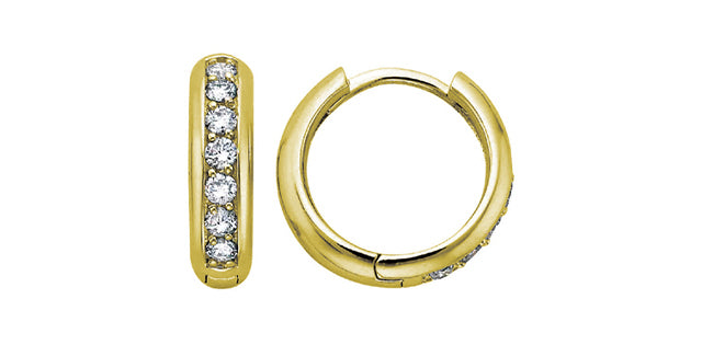 10K Yellow Gold 0.25cttw Diamond Hoop / Huggie / Hinged Earrings