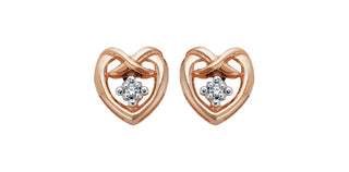 Aretes con forma de corazón de diamantes de 0,032 quilates en oro blanco y rosa de 10 quilates