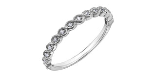 Anillo de oro blanco de 10 quilates con diamantes de talla redonda de 0,07 quilates, talla 7