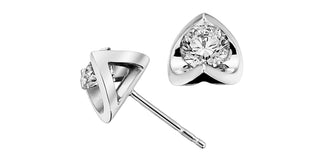 Aretes de oro blanco de 18 quilates con diamantes canadienses de talla redonda de 0,15 quilates