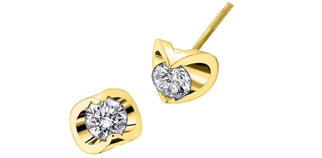 14K Yellow Gold 0.50 cttw Canadian Diamond Mezza Luna Earrings with Screw Backs