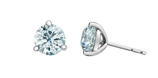Pendientes estilo Martini con diamantes cultivados en laboratorio de oro blanco de 14 quilates de 1,50 a 3,0 quilates