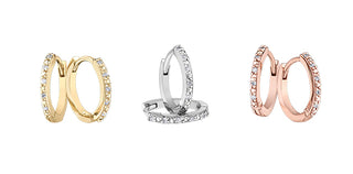 Pendientes tipo argolla/huggie con diamantes de 0,05 quilates en oro blanco de 10 quilates