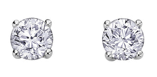 14K White Gold 1.01cttw Round Brilliant Cut Canadian Diamond Earrings