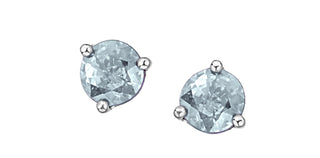 10K White Gold 5mm Aquamarine Stud Earrings with Butterfly Backs