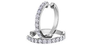 10K White Gold 1.50cttw Diamond Hoop / Huggie Earrings