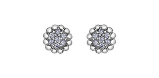 Aretes de diamantes de 0,105 quilates en oro blanco de 10 quilates - 6 mm