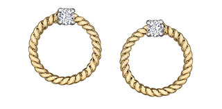 Pendientes circulares/infinitos con diamantes en oro amarillo de 10 quilates, 0,10 quilates