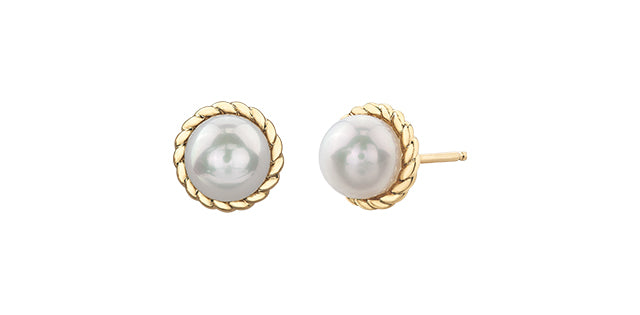 10K Yellow Gold 6mm Cultured Pearl Stud Earrings