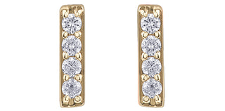 Aretes con barra de diamantes en oro amarillo de 10 quilates, 0,072 quilates