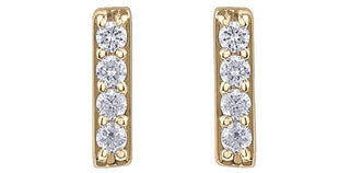 Aretes con barra de diamantes en oro amarillo de 10 quilates, 0,14 quilates