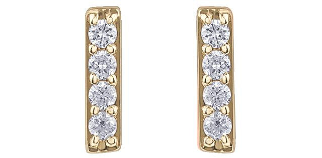 10K Yellow Gold Diamond Bar Earrings 0.14cttw