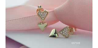 Pendientes de corazón de diamantes en oro amarillo de 10 quilates, 0,10 quilates