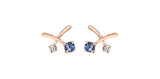 14K White & Rose Gold 0.16cttw Genuine Tanzanite & 0.05cttw Canadian Diamond Earrings