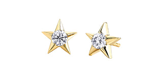 Aretes con forma de estrella de diamantes canadienses de 0,125 quilates en oro amarillo de 10 quilates