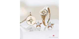 Aretes con forma de estrella de diamantes canadienses de 0,125 quilates en oro amarillo de 10 quilates