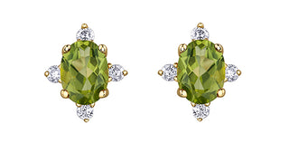 Pendientes de oro amarillo de 10 quilates con peridoto de 0,30 quilates y diamantes de 0,04 quilates