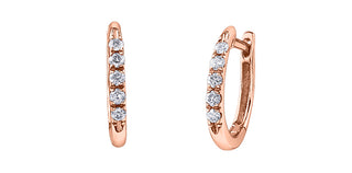 Pendientes tipo argolla con bisagras Huggie de diamantes de 0,15 quilates en oro rosa de 10 quilates