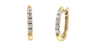 Aretes tipo argolla con bisagras y diamantes de 0,15 quilates en oro amarillo de 10 quilates
