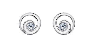 Pendiente de diamante canadiense de oro blanco de 14 quilates de 0,128 quilates