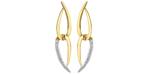 10K Yellow Gold Diamond Dangle Earrings 0.25cttw