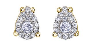 Aretes en forma de pera con diamantes de 0,168 quilates en oro amarillo de 10 quilates