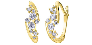 Aretes de hoja de diamantes de 0,50 quilates en oro amarillo de 10 quilates