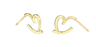 Pendientes de corazón de diamantes en oro amarillo de 10 quilates, 0,01 quilates
