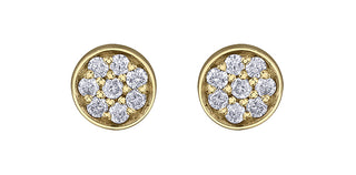 Aretes con pavé de diamantes de 0,08 quilates en oro amarillo de 10 quilates