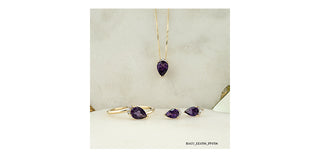 Aretes de diamantes y amatista en oro amarillo de 10 quilates