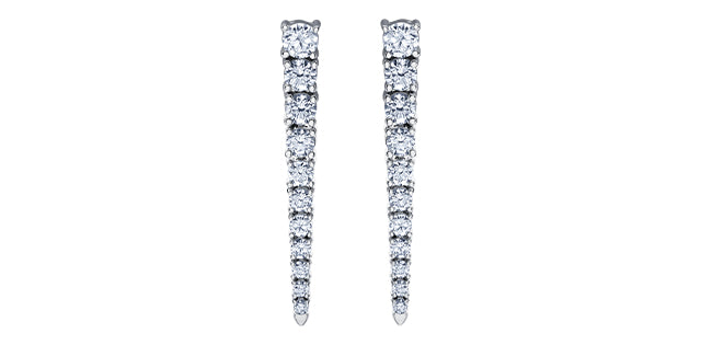 Aretes colgantes de diamantes canadienses de 1,50 quilates en oro blanco de 14 quilates