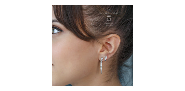 Aretes colgantes de diamantes canadienses de 1,50 quilates en oro blanco de 14 quilates