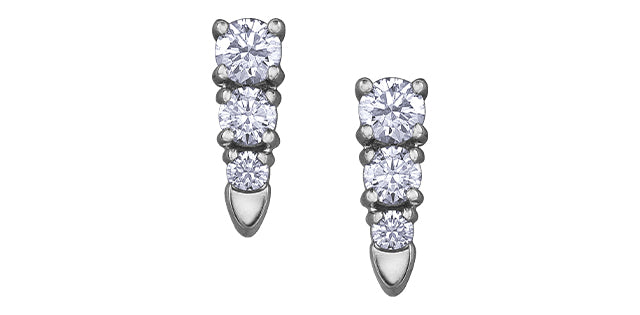 Aretes de diamantes canadienses de 0,30 quilates en oro blanco de 14 quilates