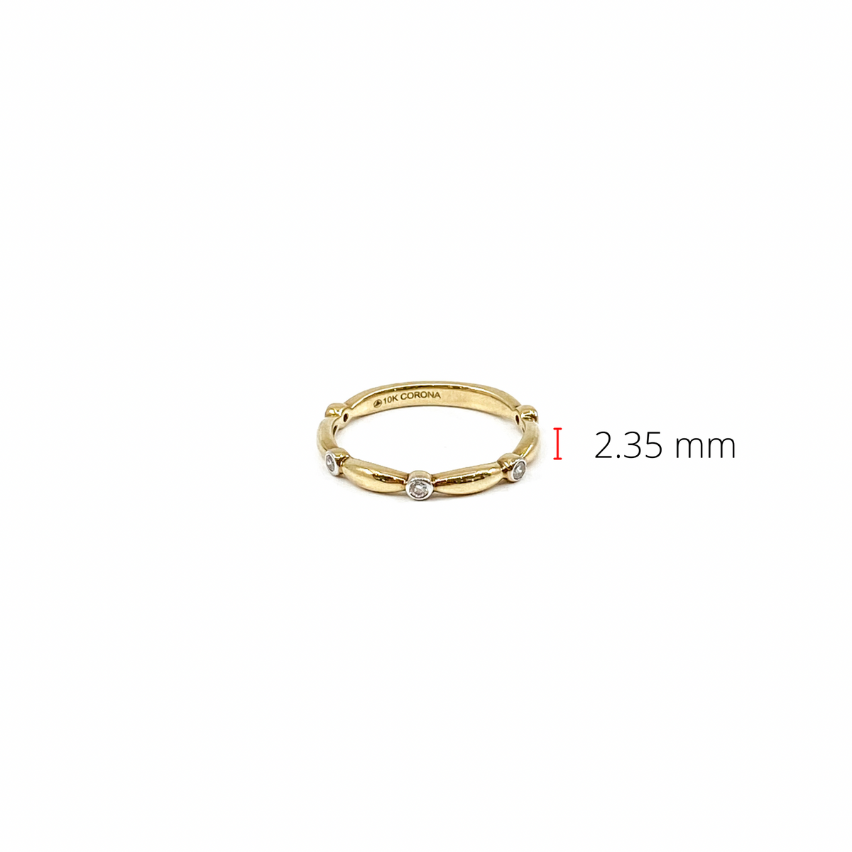10K Yellow Gold 0.10cttw Diamond Stacking Ring / Band, size 6.5