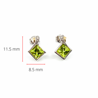 10K White & Yellow Gold 1.80cttw Genuine Peridot and 0.01cttw Diamond Earrings
