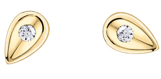 Pendiente con diseño de hoja de diamante de talla redonda de 0,04 quilates de oro amarillo de 10 quilates