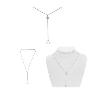 14K White Gold Diamond "Y" Shaped Necklace, 18"