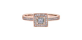 10K Rose Gold 0.20cttw Canadian Diamond Halo Engagement Ring, size 6.5
