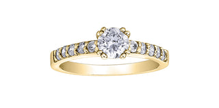 14K Yellow Gold 0.70cttw Canadian Diamond Engagement Ring, size 6.5