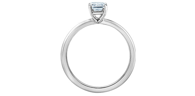 14K White Gold 1.01cttw Lab Grown Diamond Emerald Cut Solitaire Engagement Ring, size 6.5