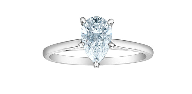14K White Gold 1.03cttw Lab Grown Diamond Pear Shape Solitaire Engagement Ring, size 6.5