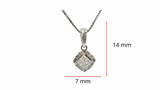 Colgante de diamante canadiense de talla princesa de 0,34 quilates en oro blanco de 14 quilates, 18"