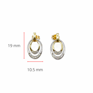 Aretes de eternidad dobles con diamantes de 0,10 quilates en oro blanco y amarillo de 10 quilates
