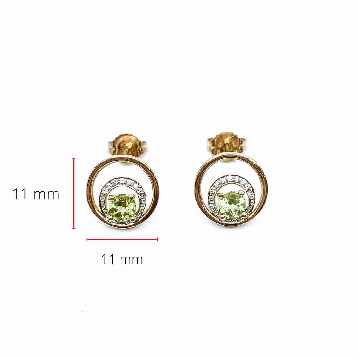 10K Yellow Gold 0.60cttw Peridot &amp; 0.04cttw Diamond Stud Dangle Drop Earrings