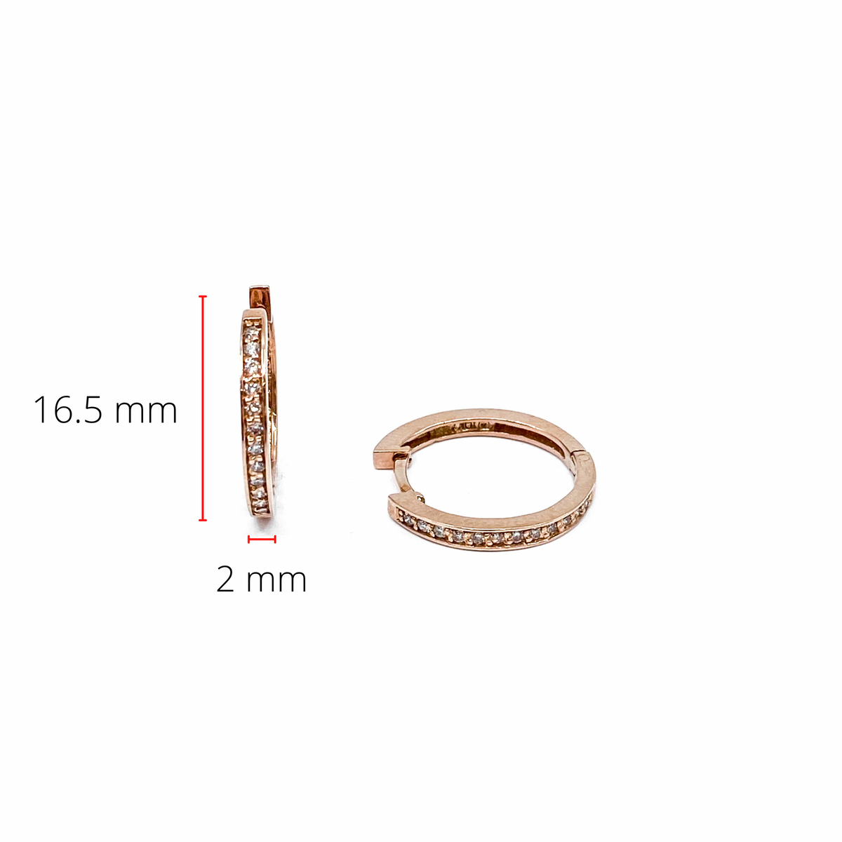 10K Rose Gold 0.15cttw Diamond Hoop Huggie Hinged Earrings