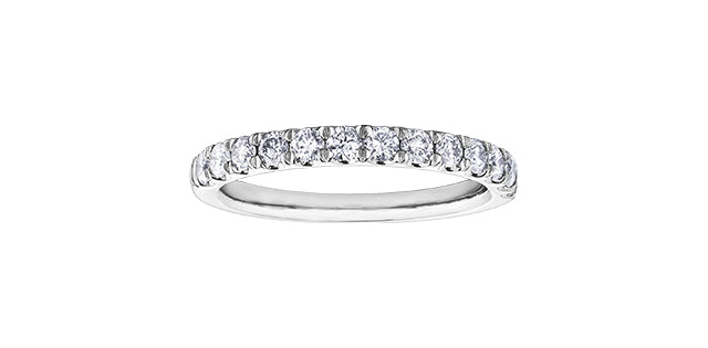 Anillo de oro blanco de 10 k con pavé de diamantes de 0,50 quilates, talla 6,5