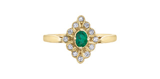 10K Yellow Gold Emerald and Diamond Ring